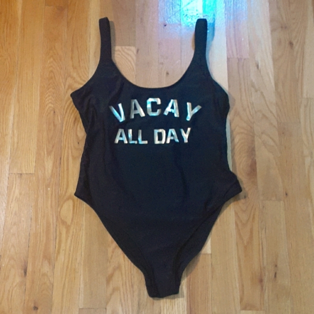 Black One Piece Swim Suit. Size Large
